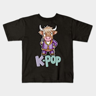 k-pop Highland Cow Kids T-Shirt